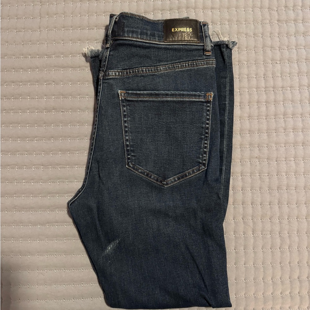 Express Cropped Flare Dark Denim Jeans